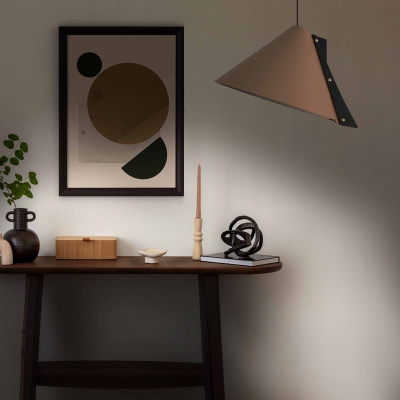 Lampada a sospensione Silence M D40 cm in pelle riciclata