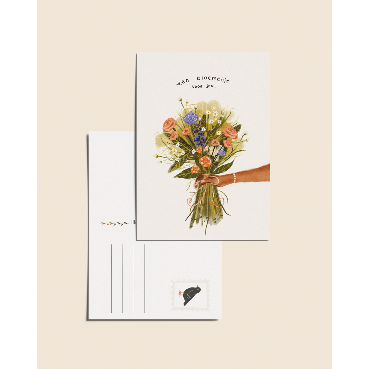 “A flower for you” – A6 Illustrated Card | 350gsm Tintoretto Gesso