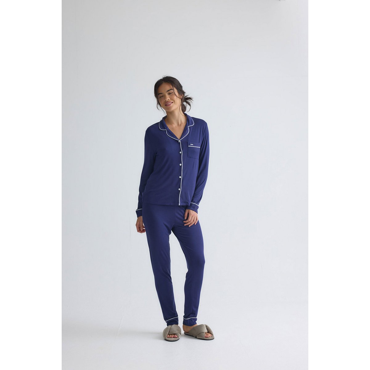 Bamboo Long Pyjama Set in Midnight
