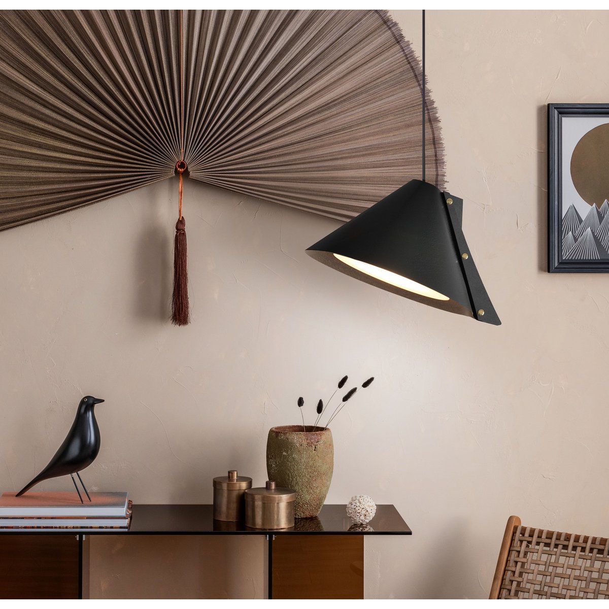 Silence S pendant light D28cm recycled leather