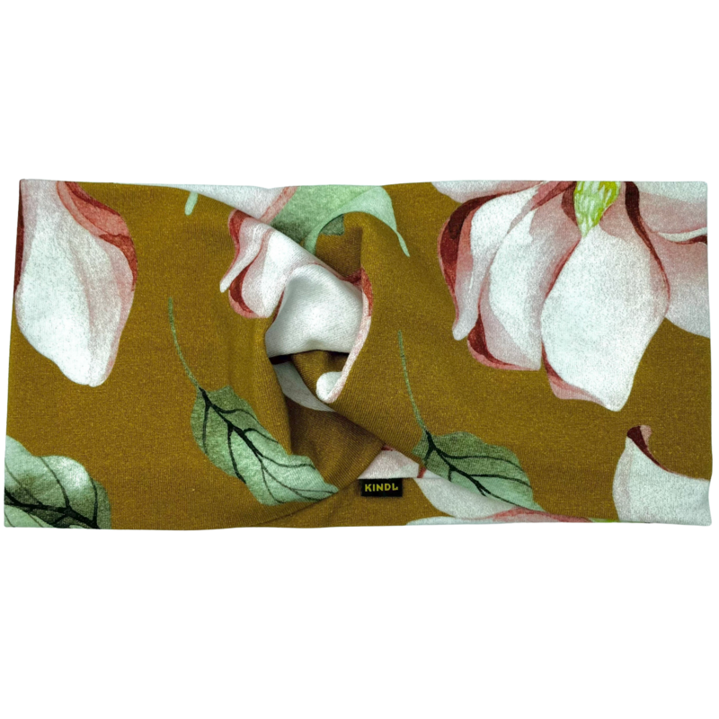 Floral headband ocher organic cotton jersey