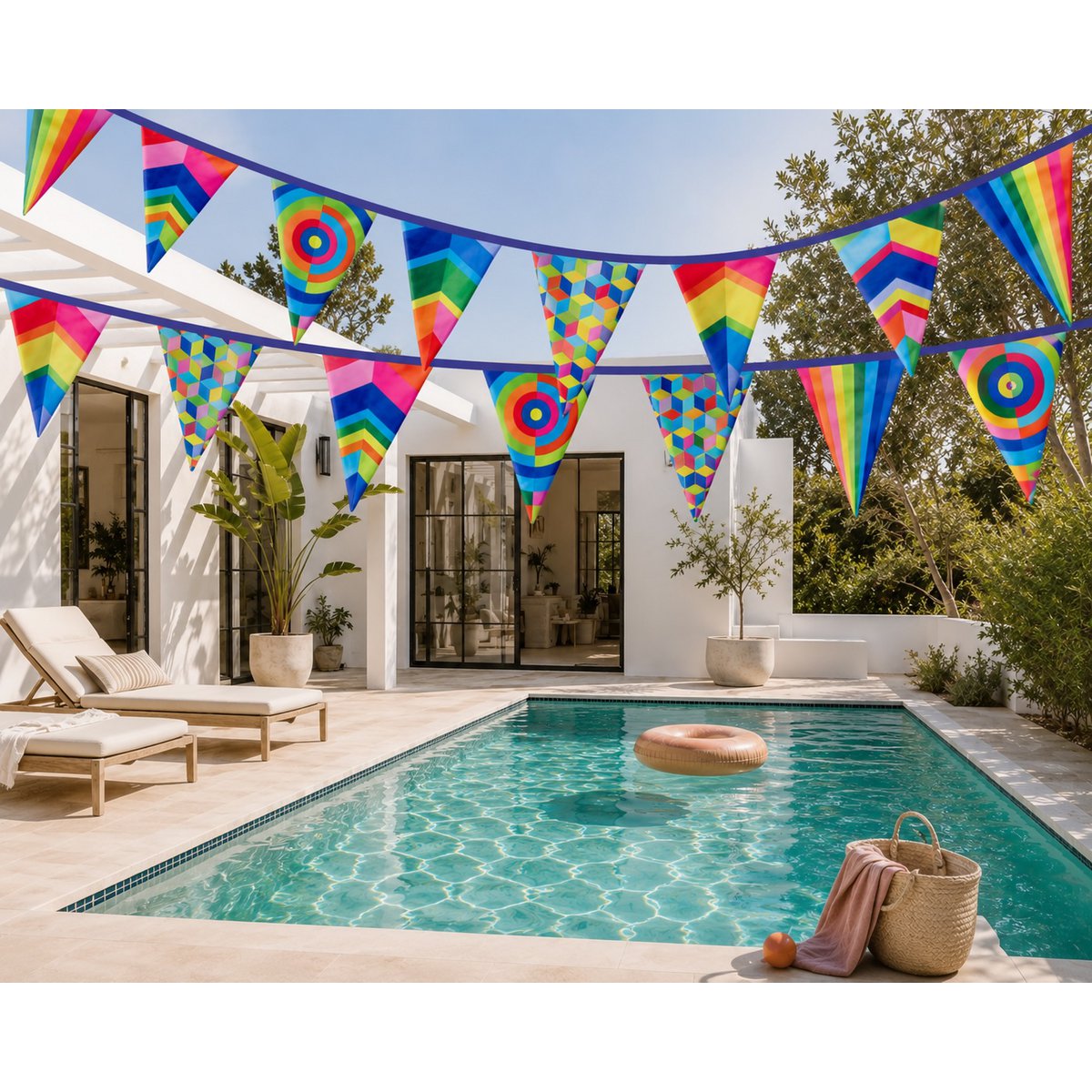 Puk Art® | Stoffen Slinger | Regenboog | Dubbelzijdig • 12 meter