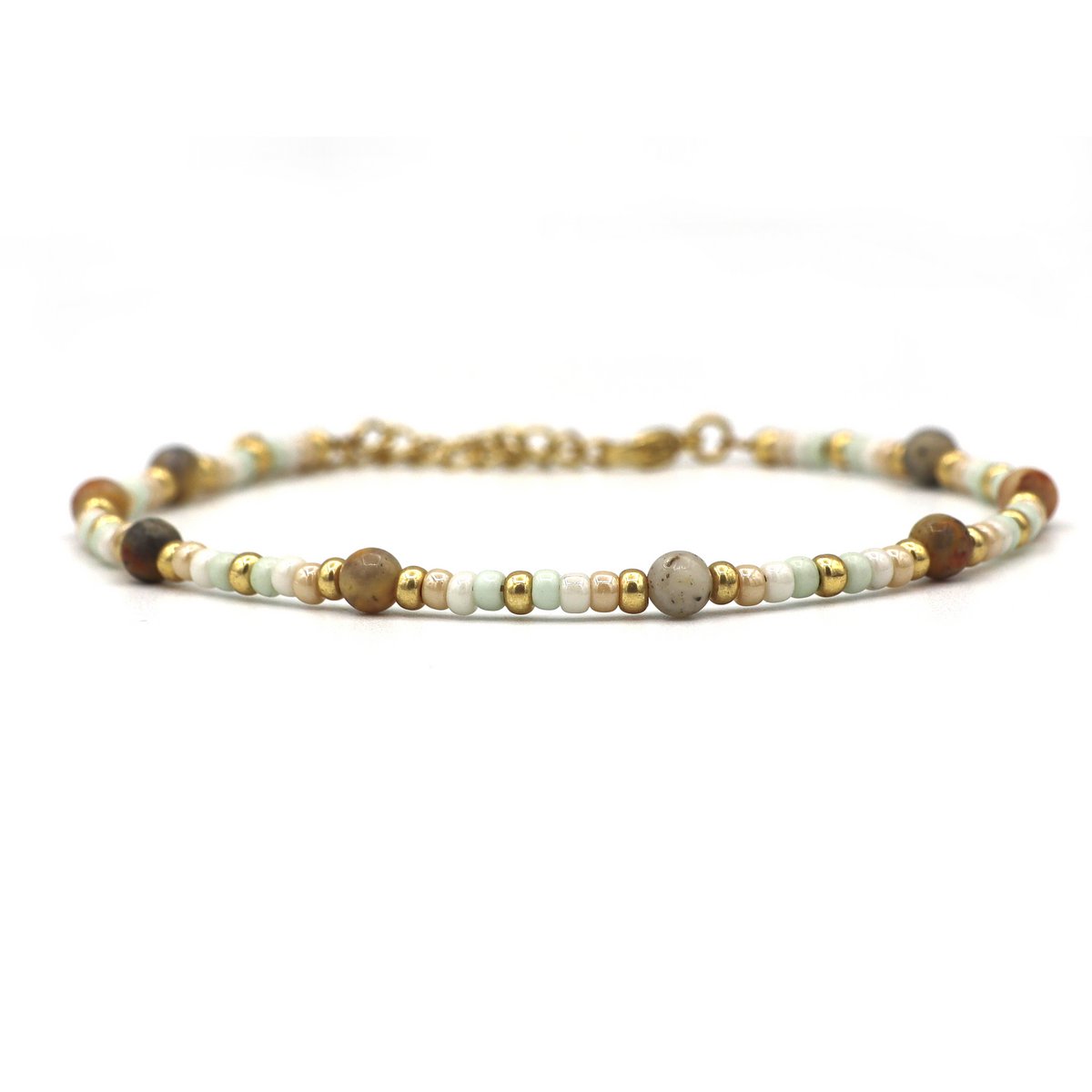 Enkelbandje crazy lace agaat, zilver of goud rvs