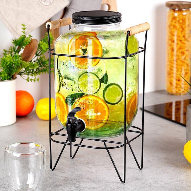 Spender mit dem Wasserhahn und stehen schwarz 5,5 l