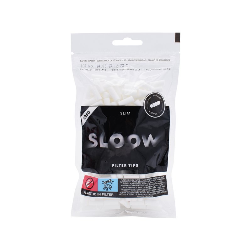 SLOOW Filtros de cigarrillos Bolsa con cierre resellable de 250 piezas Tamaño delgado 6 mm