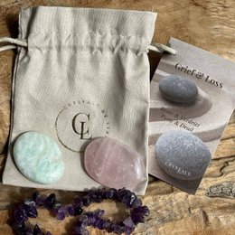 Gemstone Troost Gift - Mourning, Loss and Power - Amethyst - Amazonite - Rose Quartz