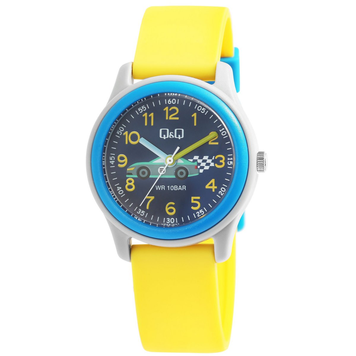 Montre enfant Q&Q avec bracelet en silicone, "voiture de course" 10 bar