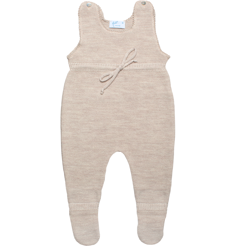 Strampelhose mit Fuss Beige-méliert aus 100% feinster Merinowolle