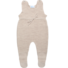 Pelele con pies jaspeado beige 100% lana merino finísima