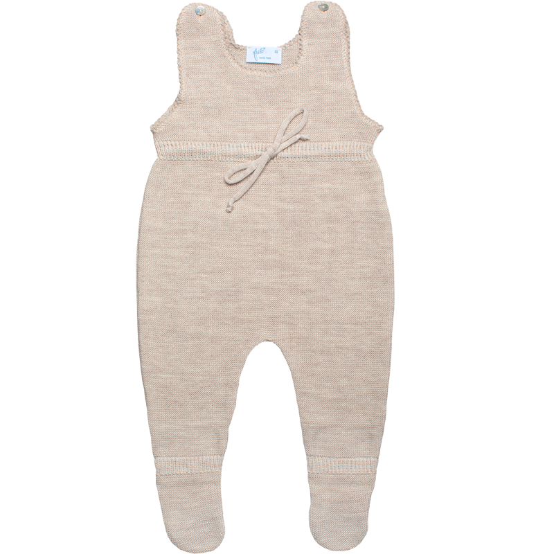 Rullebukser med fødder, meleret beige lavet af 100% fineste merinould