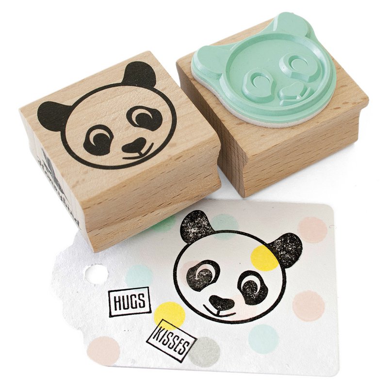 Panda hoved træ gummistempel