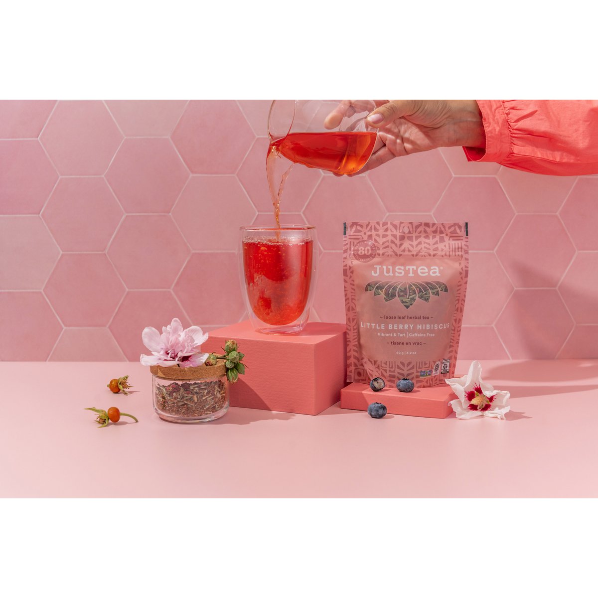 justea | Lille bær Hibiscus | 90 gram | 40/80 kop| Løs te | Økologisk| Fair Trade | Ikke-GMO