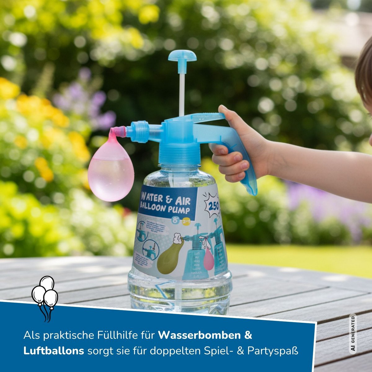 Water & Air Wasserbomben Pumpe, inkl. 250 Ballons
