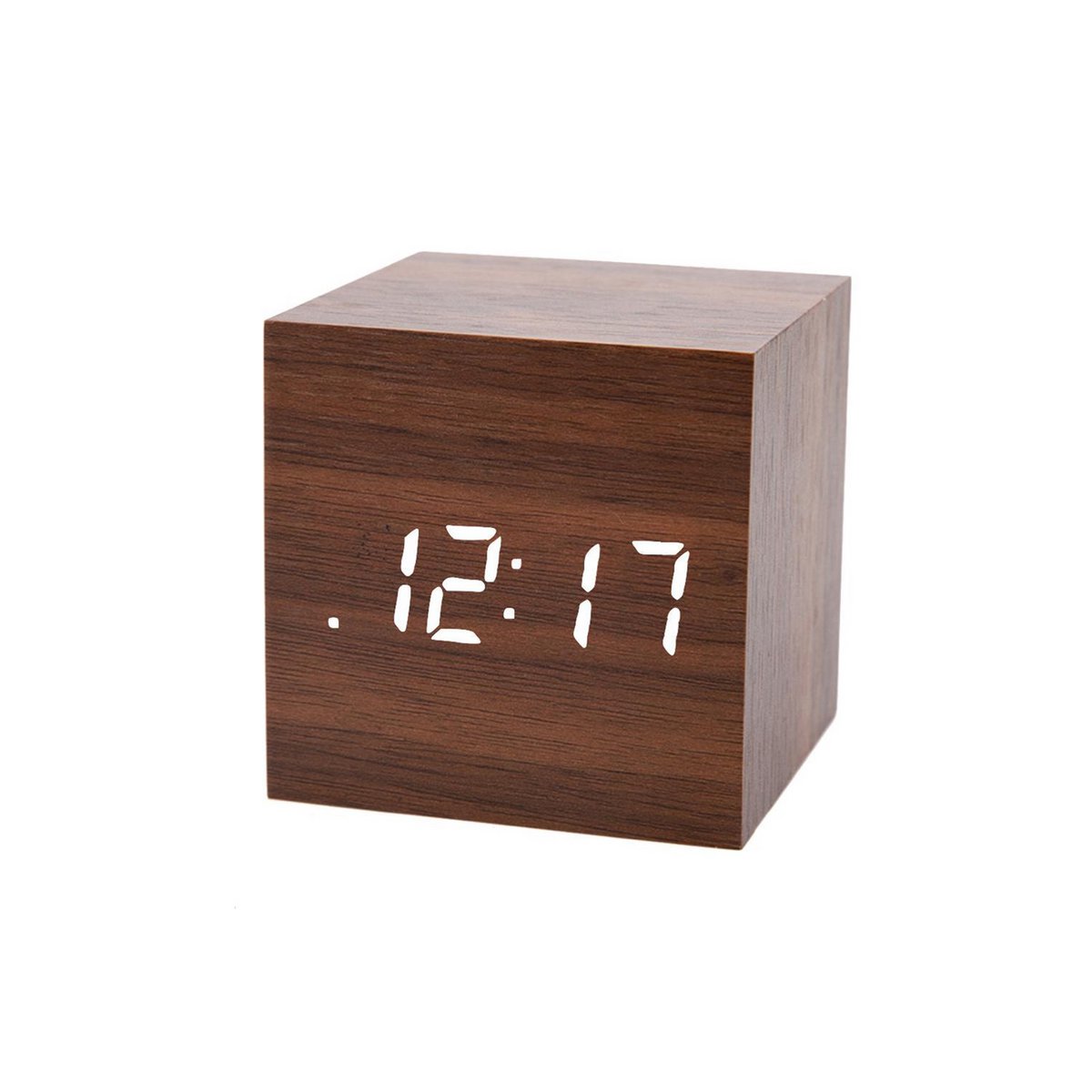 Despertador de madera Cube Marrón
