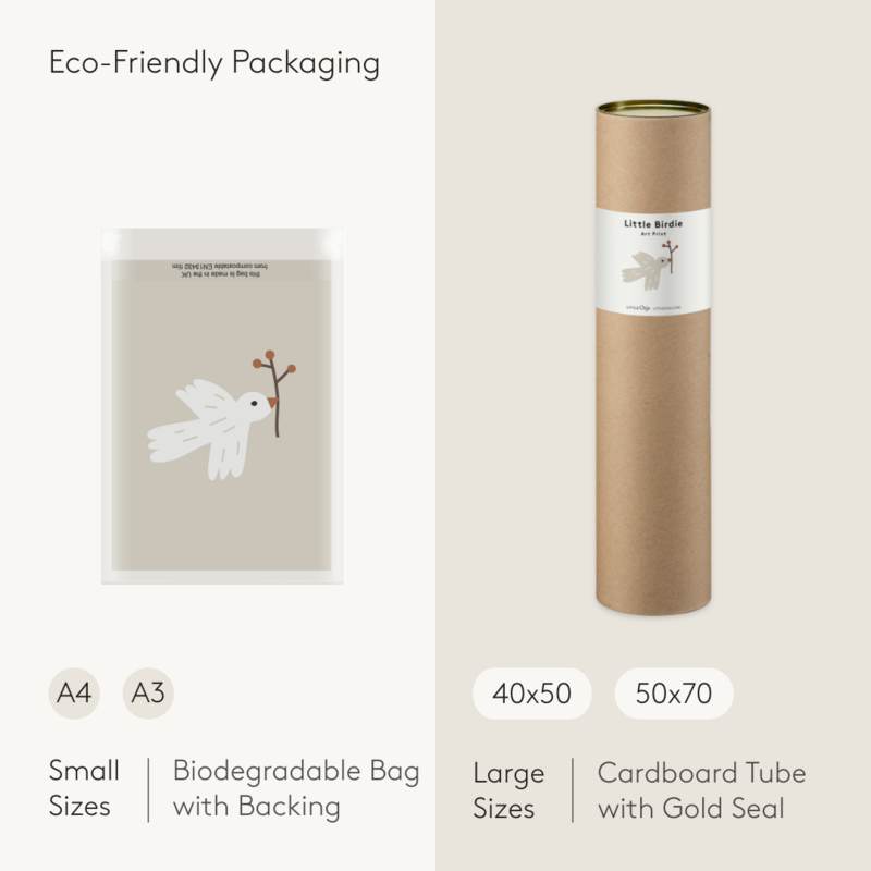 Happy Hedgehog Poster - Light Blue, Eco Paper & Packaging