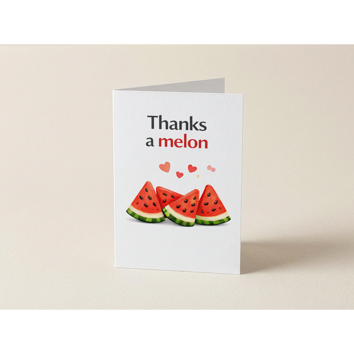 Wenskaart - Thanks a melon - Meloenstukjes hartjes