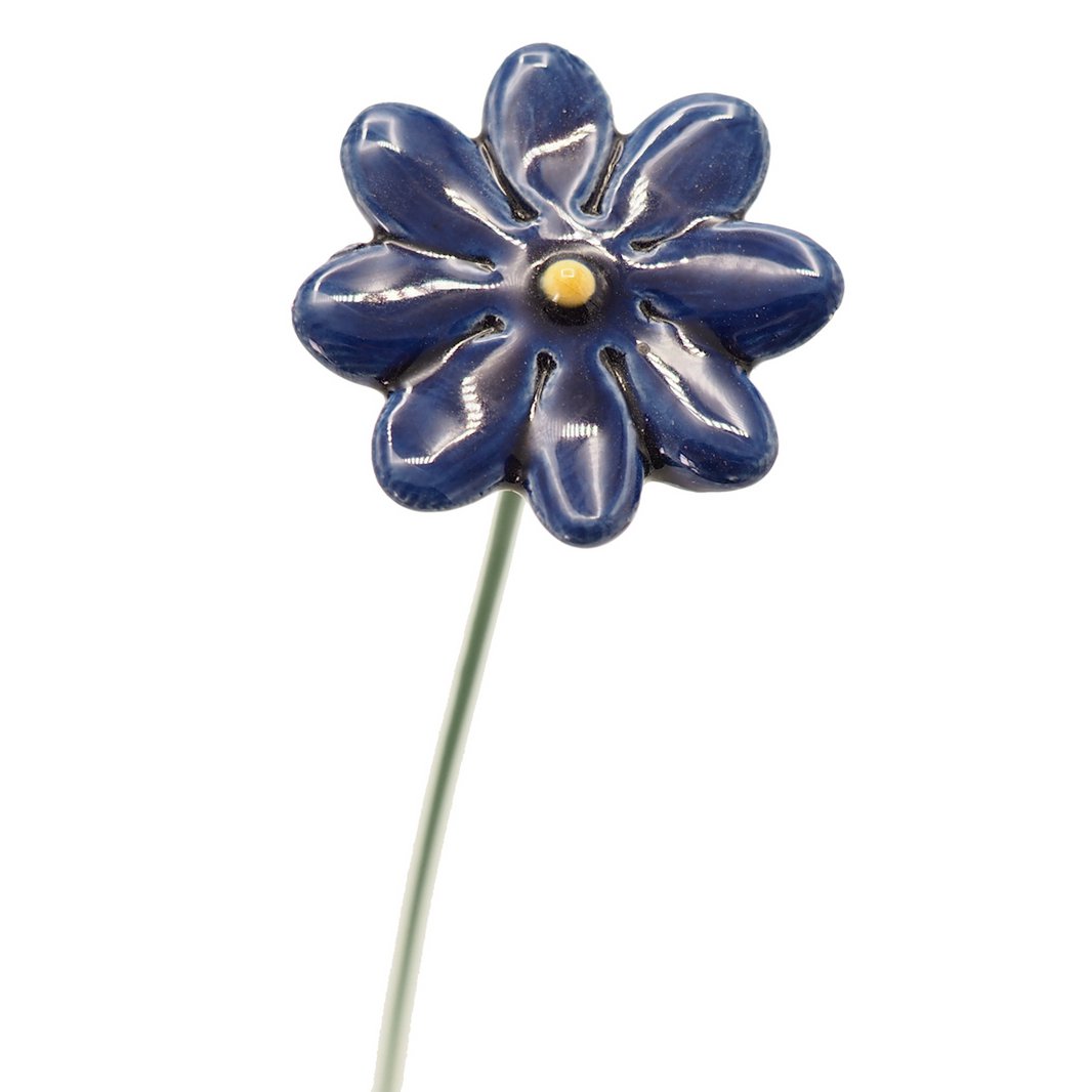 Daisy flower ceramic mini Blue 2.5 cm