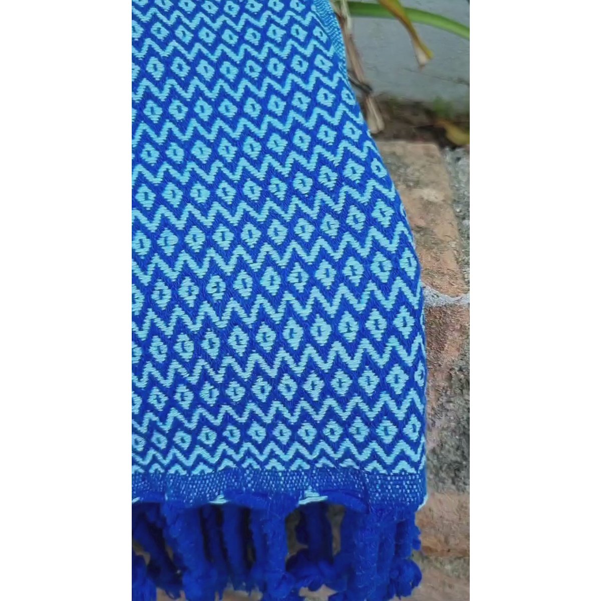 Asciugamano Spa Hammam in cotone SAMOS – Senza sabbia – Blu/Azzurro - 180x100 cm