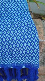 Asciugamano Spa Hammam in cotone SAMOS – Senza sabbia – Blu/Azzurro - 180x100 cm