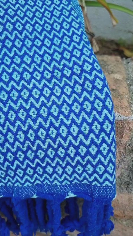 Asciugamano Spa Hammam in cotone SAMOS – Senza sabbia – Blu/Azzurro - 180x100 cm