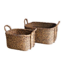Extra Large Laundry Basket – Square Boho Hamper – Woven Decorative Basket – Storage Basket Made of Natural Water Hyacinth (2 sizes) MENTARI