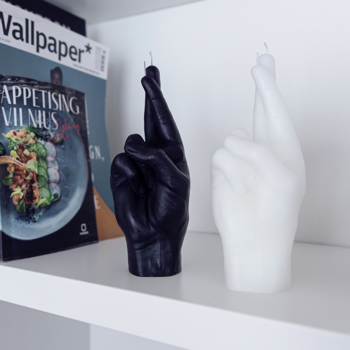 Crossed Fingers Candle White
