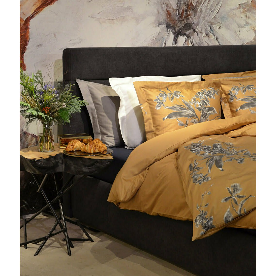 Sateen bed linen set Orchids Cinnamon
