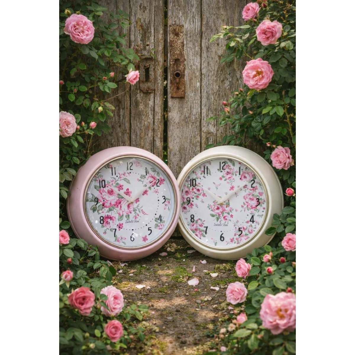 Metal vægur Bella Pink 23 cm Isabelle Rose