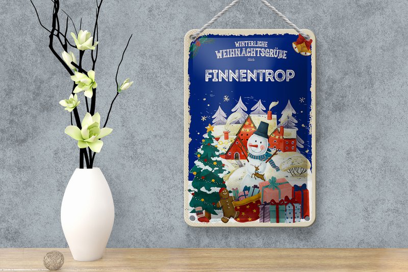 Targa in metallo auguri di Natale Decorazione regalo FINNENTROP 12x18 cm