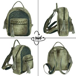 Sunsa Leder/ Canvas Rucksack. Vintage Backpack, Retro Daypack. Cityrucksack Tasche für Frauen/ Mädchen in Unikate Design. Mini Freizeitrucksack für Alltag.