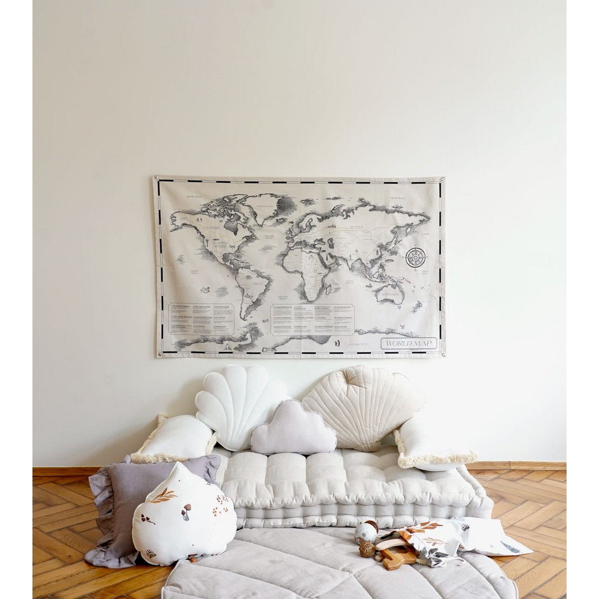 Cotton world map for children "Civilisational achievements"