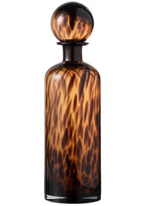 J -Linie Dekorationsflasche + Stick - Glas - Braun/Schwarz - groß