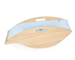 Baby bouncer oak, fabric light blue