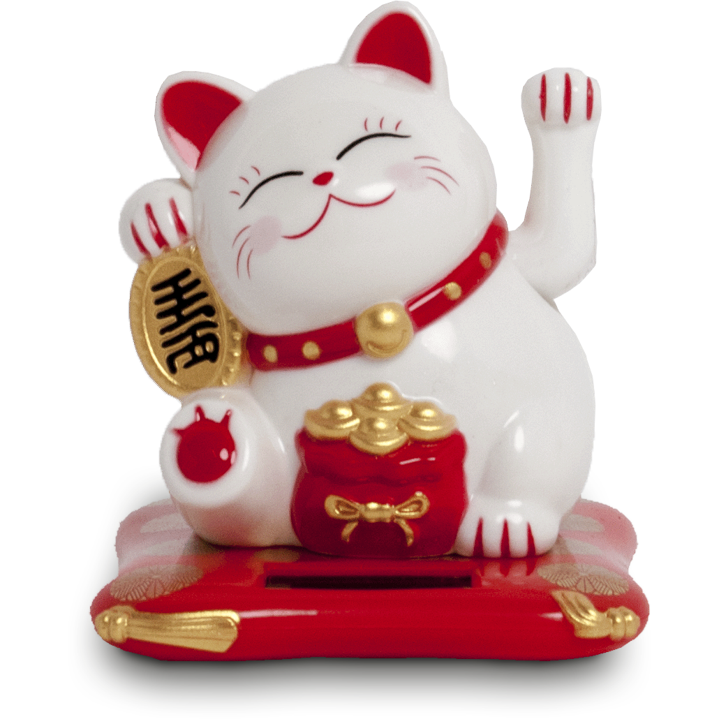 Lucky Cat Solar type, White, 9x10x10.5cm