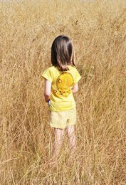 Kortærmet børne-t-shirt, økologisk bomuld, gul, Lion