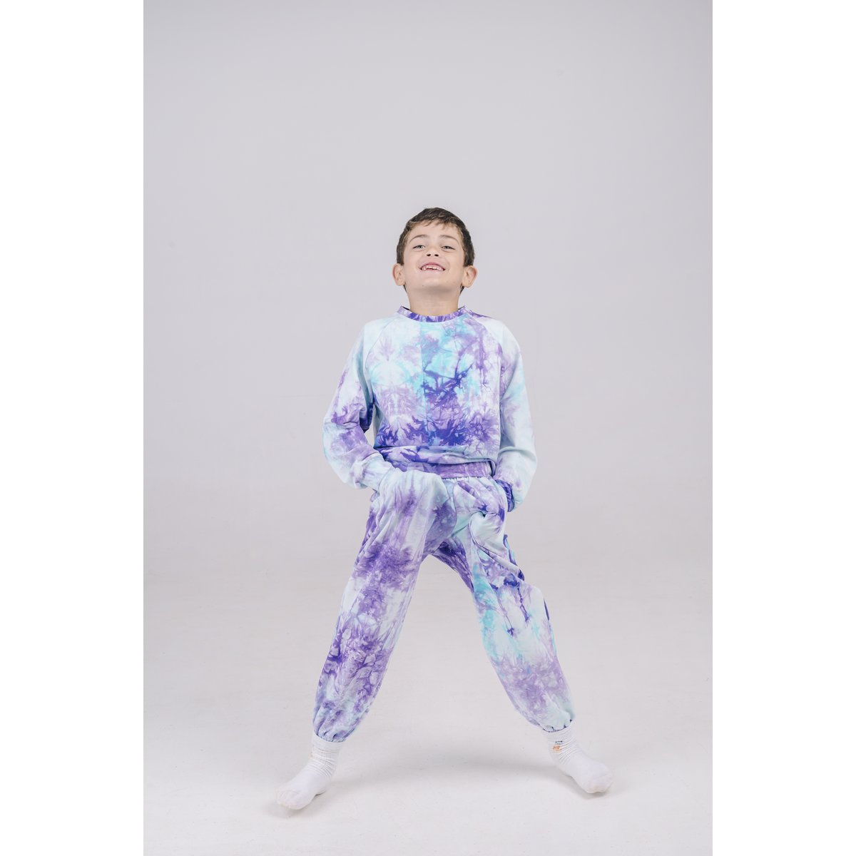 BLUE O CLOCK COTTON TIE DYE UNISEX CREWNECK