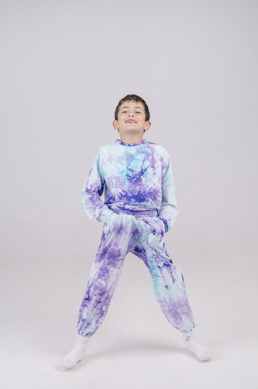 BLUE O CLOCK GIROCOLLO UNISEX IN COTONE TIE DYE