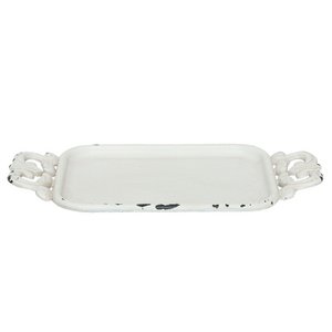 Decoration tray 16x8x1 cm white iron serving dish
