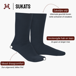 Sukats® 6 par eleganckich, bawełnianych skarpetek na co dzień | Bez szwu | Schludne skarpetki męskie i damskie | Czarny lub niebieski | Wiele rozmiarów
