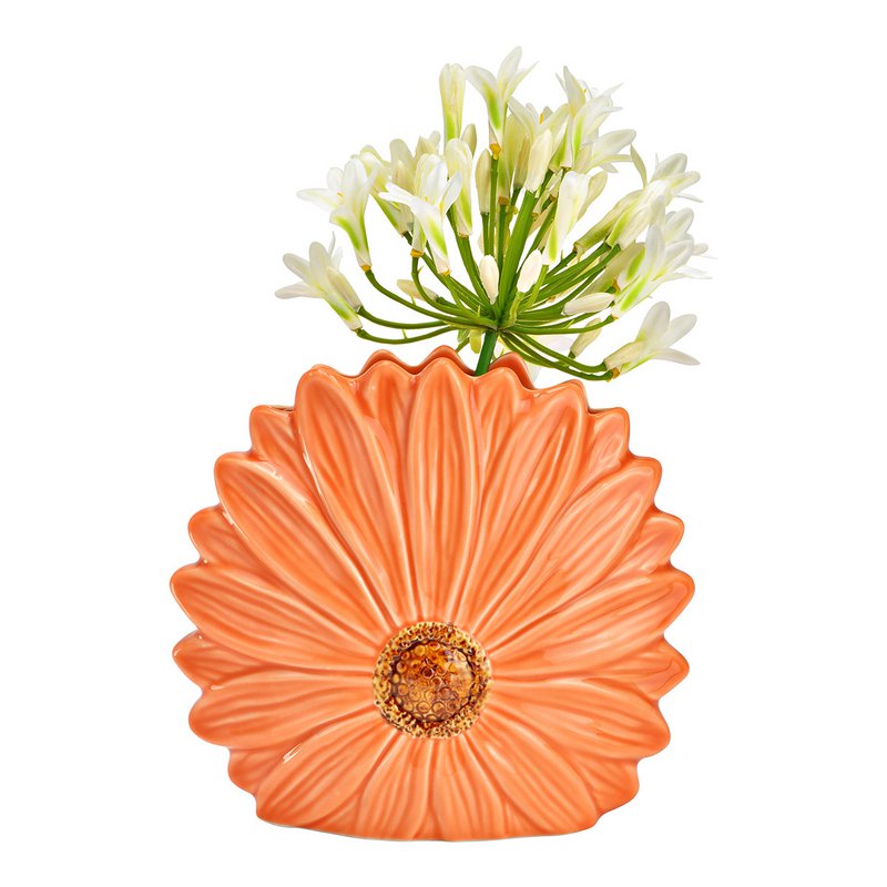 Vase blomsterform lavet af keramik, abrikos (B/H/D) 17x16x7cm