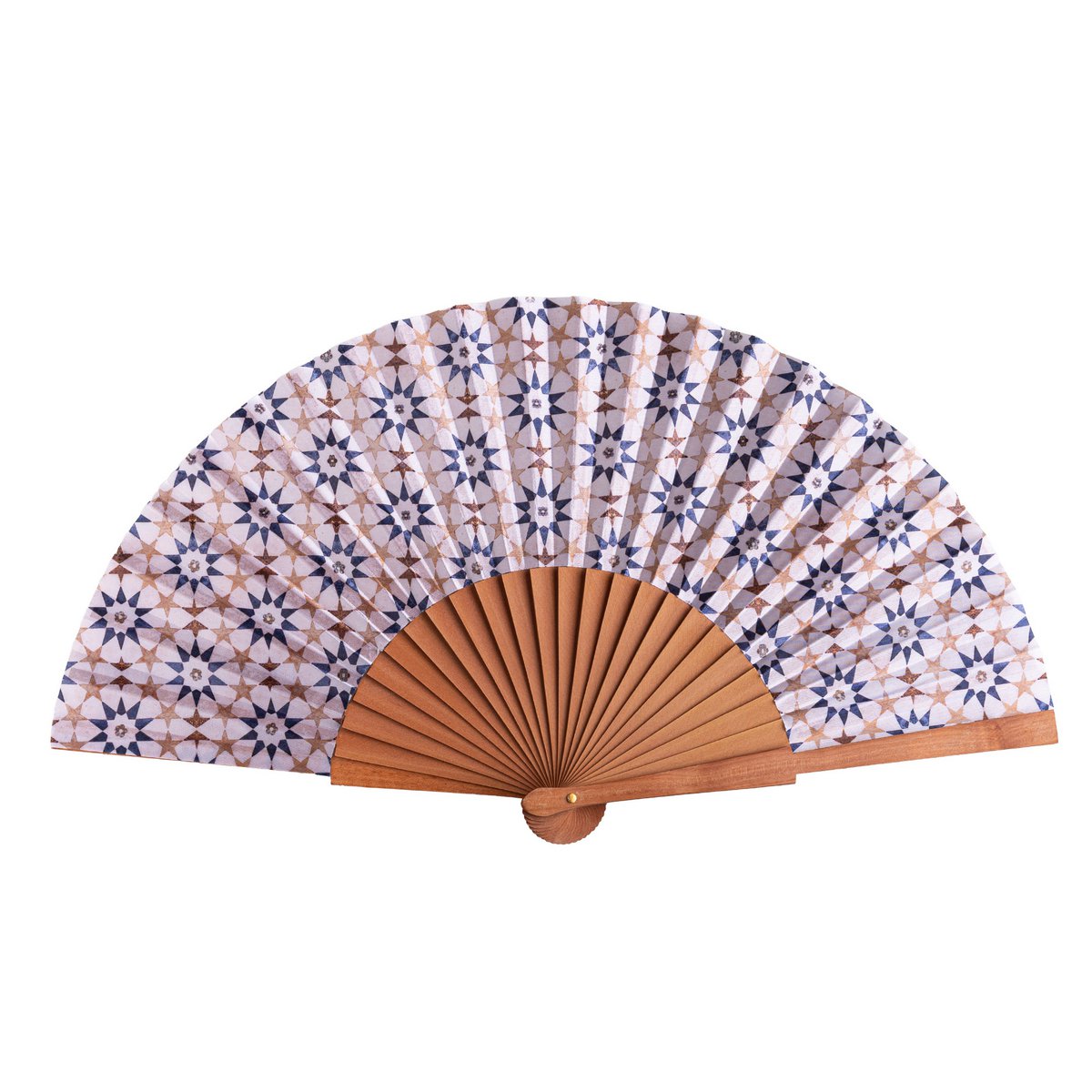 Star Tile Pattern Satin Hand Fan Ufuq 23 cm