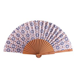 Star Tile Pattern Satin Hand Fan Ufuq 23 cm