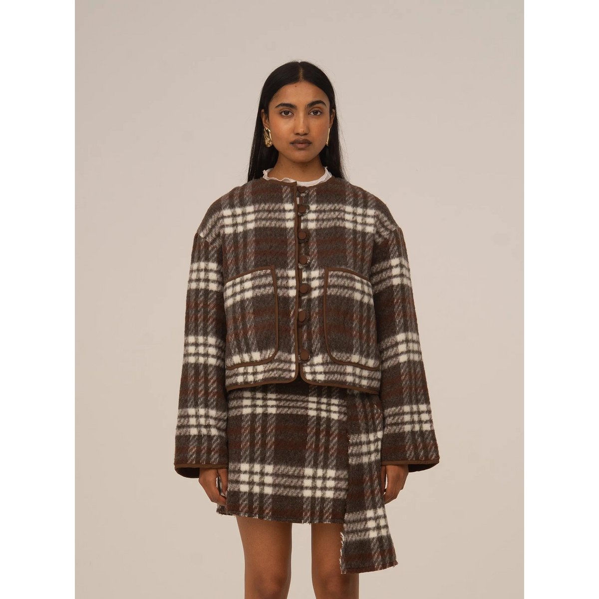 Barefoot Plaid Brown Jacket