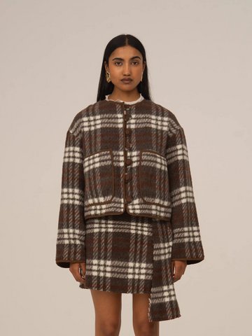 Barefoot Plaid Brown Jacket