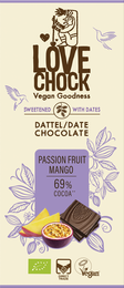 Chokolade sødet med datoer Passionsfrugt Mango 69% Vegansk - Organisk, vegansk, holdbar