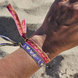 Bracciale a nastro onde rosa/arancione