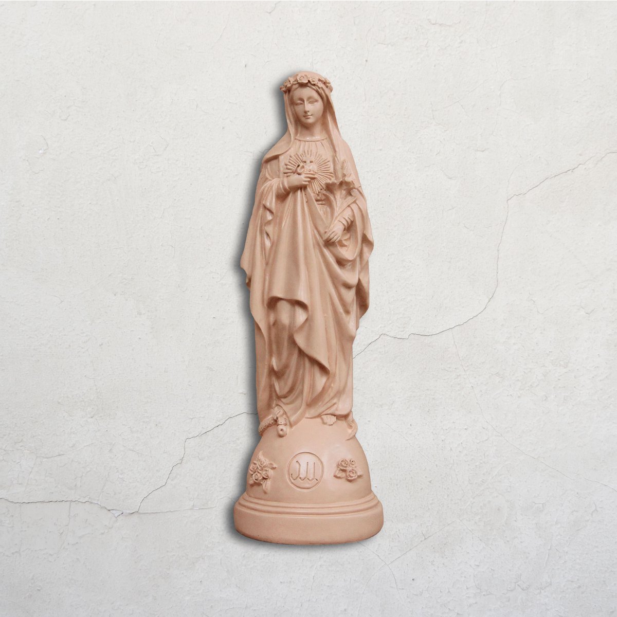Statuette Mary med blomster