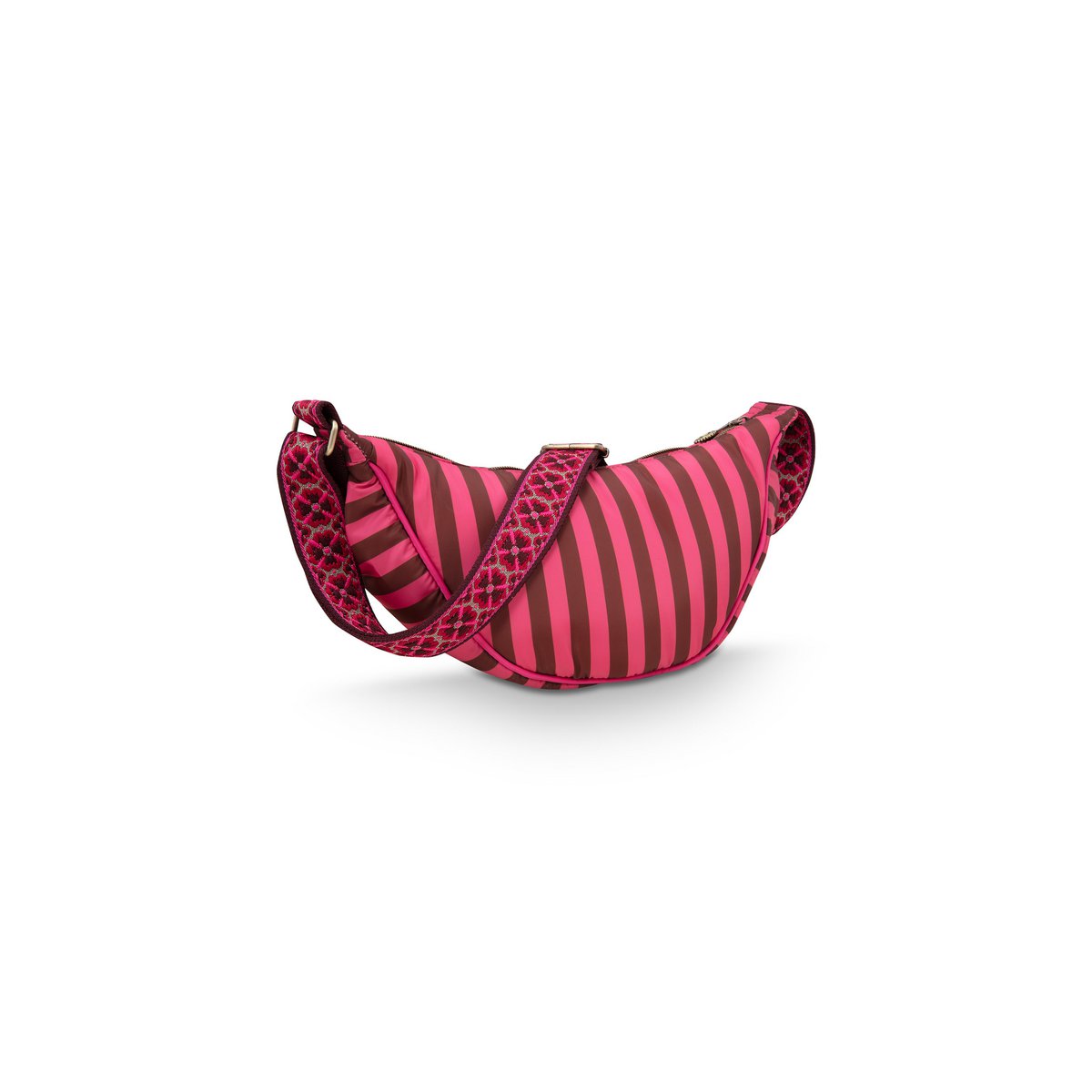 Freya Half Moon Cross Body Bag Stripe Pink 34x10x16cm