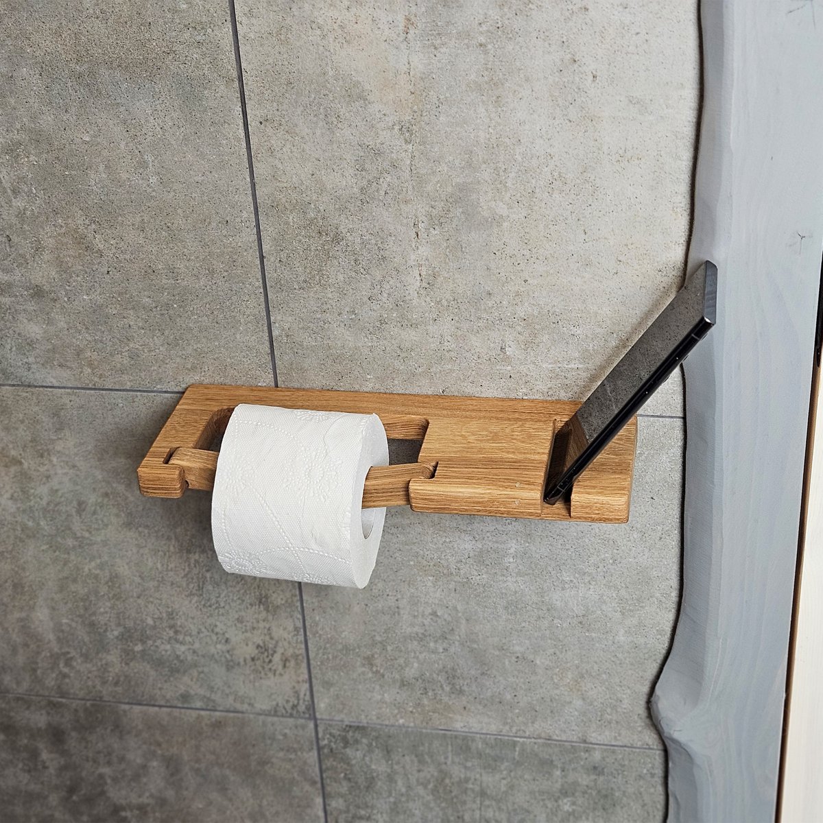Porta della carta igienica a parete con scaffale e slot per telefoni integrato