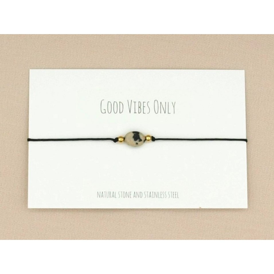 Armband ovaal dalmatiër jaspis goud,zilver roestvrijstaal